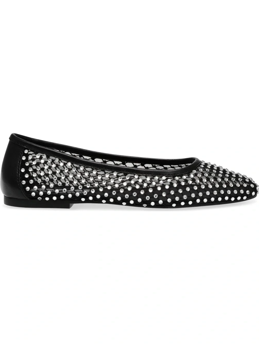 Steve Madden Black Studded Ballet Flat with Silver Accents NWOT